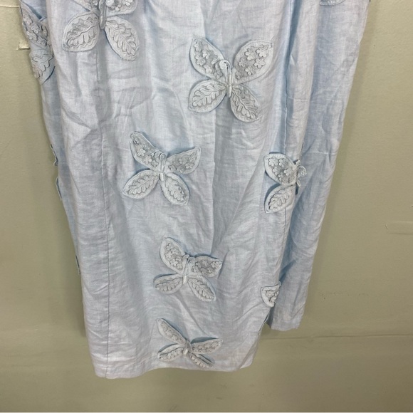 Anthropologie Maeve Linen Blend Applique Butterfly Dress Blue Size 2X - Picture 5 of 10
